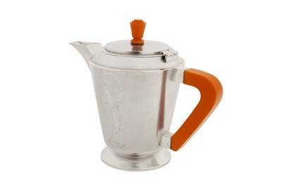 Lot 94 - A mid-20th century Indian Art Deco silver three-piece coffee set, Bombay circa 1950