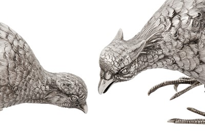 Lot 59 - A large pair of early 20th century German silver table ornaments, Hanau by Neresheimer, import marks by Berthold Muller