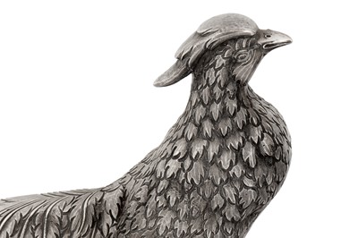 Lot 57 - A pair of late 20th century Portuguese 916 standard silver model of pheasants, Porto circa 1960