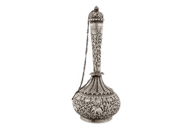 Lot 116 - A late 19th century Anglo – Indian unmarked silver bottle (surhai), Lucknow dated 1890