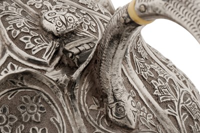 Lot 110 - A late 19th century Anglo – Indian unmarked silver teapot, Kashmir circa 1890