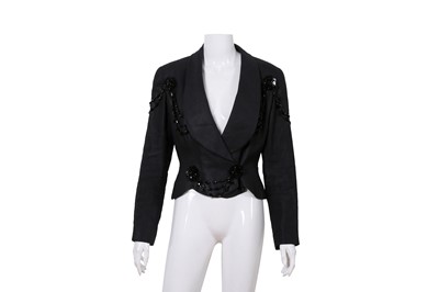 Lot 116 - Chanel Black Linen Embellished Evening Jacket
