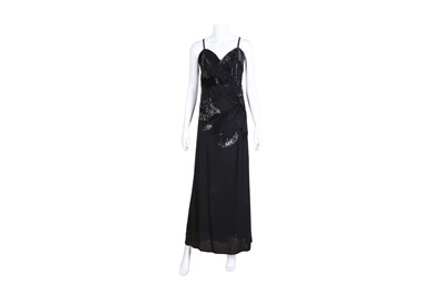 Lot 141 - La Perla Black Embellished Evening Dress And Shawl - Size 42