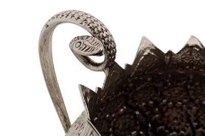 Lot 217 - An early 20th century Anglo – Indian silver three-piece tea set, Kashmir with Egyptian import marks for Cairo 1920