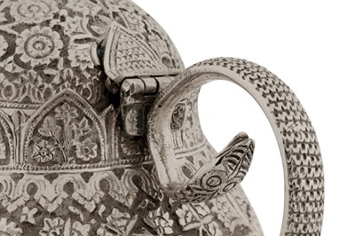 Lot 217 - An early 20th century Anglo – Indian silver three-piece tea set, Kashmir with Egyptian import marks for Cairo 1920