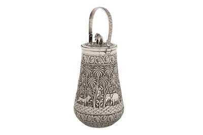 Lot 119 - A late 19th century Anglo – Indian unmarked silver hot water or coffee pot, Lucknow circa 1895