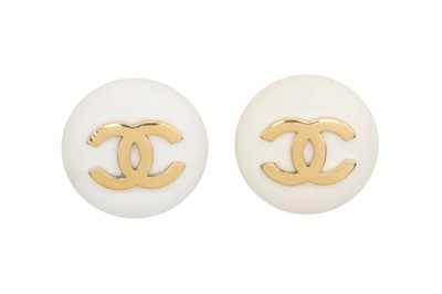 Lot 439 - Chanel Cream CC Clip On Earrings