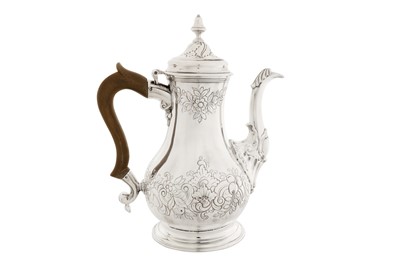 Lot 366 - A George III Scottish sterling silver coffee pot, Edinburgh 1771 by Robert Clark