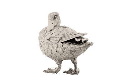 Lot 46 - An Elizabeth II sterling silver model of a duck, London 1988 by Comyns