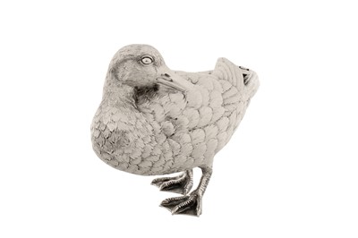 Lot 46 - An Elizabeth II sterling silver model of a duck, London 1988 by Comyns