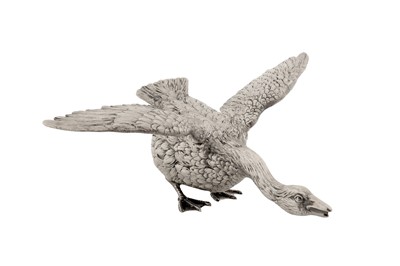 Lot 54 - A mid-20th century Dutch 833 standard silver model of a goose, Amsterdam 1955
