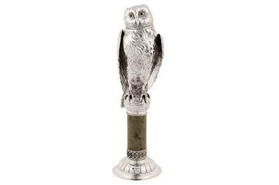 Lot 60 - An early 20th century Dutch 835 standard silver model of an owl, Schoonhoven no apparent date letter or maker’s mark