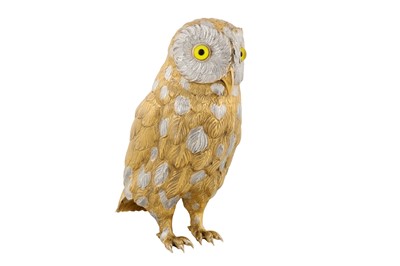 Lot 64 - A late 20th century parcel gilt sterling silver model of an owl, import marks for London 1983 by Garrard and Co
