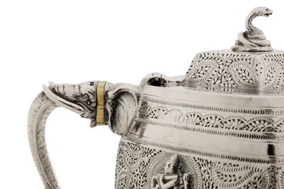 Lot 86 - A Victorian sterling silver Anglo – Indian style three-piece tea service, London 1892 by Edward Hutton