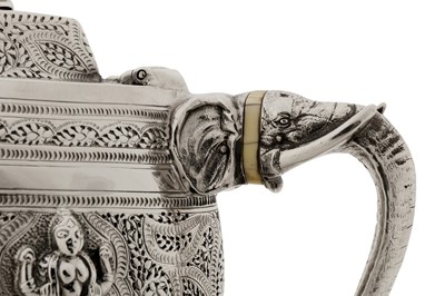 Lot 86 - A Victorian sterling silver Anglo – Indian style three-piece tea service, London 1892 by Edward Hutton