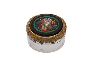 Lot 1 - An Edwardian sterling silver and micro mosaic box, London 1904 by Andrew Barrett and Sons