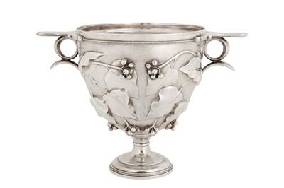 Lot 312 - A Victorian sterling silver skyphos vase, London 1900 by messrs Barnard