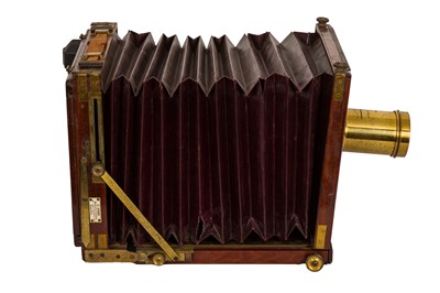 Lot 64 - A George Hare Whole Plate "New Patent" Mahogany and Brass Camera