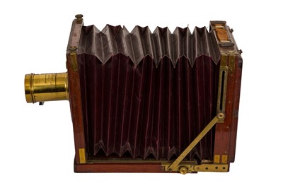 Lot 64 - A George Hare Whole Plate "New Patent" Mahogany and Brass Camera