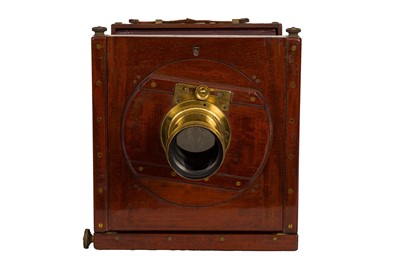 Lot 64 - A George Hare Whole Plate "New Patent" Mahogany and Brass Camera