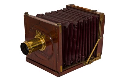 Lot 64 - A George Hare Whole Plate "New Patent" Mahogany and Brass Camera