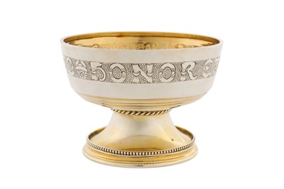 Lot 308 - A George V Scottish sterling silver gilt replica of the Henry VII flat cup “The Campion Cup”, Edinburgh 1930 by Hamilton and Inches