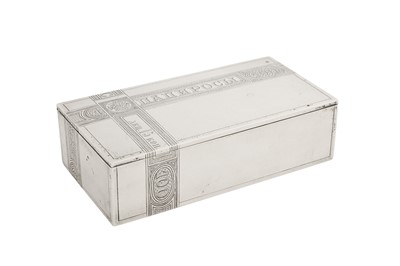 Lot 210 - A Nicholas II Russian 84 zolotnik (875 standard) silver cigarette box, Saint Petersburg 1891 by Erik-August Kallin