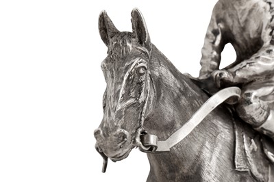 Lot 52 - An Elizabeth II sterling silver model of a jockey on horseback, London 1985 by B S E Products