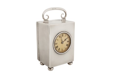 Lot 71 - A George V sterling silver cased timepiece or clock, London 1919 by Goldsmiths and Silversmiths