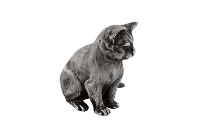 Lot 43 - An Elizabeth II sterling silver model of a cat, London 1992 by Garrard and Co