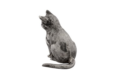 Lot 43 - An Elizabeth II sterling silver model of a cat, London 1992 by Garrard and Co