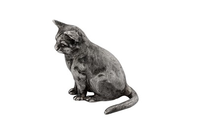 Lot 43 - An Elizabeth II sterling silver model of a cat, London 1992 by Garrard and Co