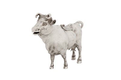 Lot 47 - A late 19th century Dutch sterling silver cow creamer, import marks London 1889 by Edwin Thomas Bryant