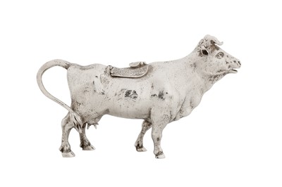 Lot 47 - A late 19th century Dutch sterling silver cow creamer, import marks London 1889 by Edwin Thomas Bryant