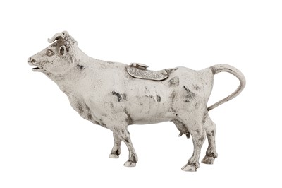 Lot 47 - A late 19th century Dutch sterling silver cow creamer, import marks London 1889 by Edwin Thomas Bryant