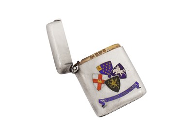 Lot 26 - A Victorian sterling silver and enamel vesta case, Chester 1895 by William Neale