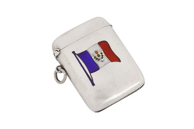 Lot 27 - Vexillology interest - An Edwardian sterling silver and enamel vesta case, Birmingham 1908 by Charles Westwood and Sons