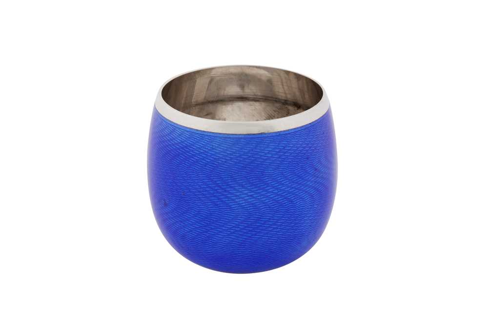 Lot 22 - An Elizabeth II contemporary sterling silver and guilloche enamel match holder, London 2011 by Simon Benney