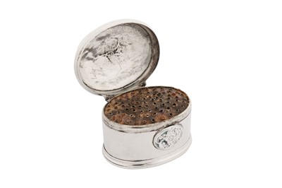 Lot 13 - A George III silver and cameo set nutmeg grater, London circa 1790 by I.K