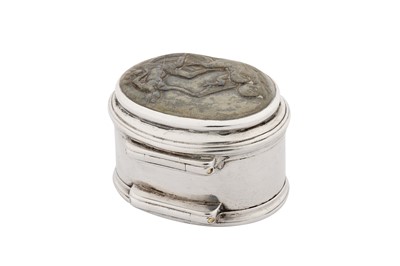 Lot 13 - A George III silver and cameo set nutmeg grater, London circa 1790 by I.K