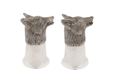 Lot 65 - A pair of late 20th century Irish sterling silver stirrup cups, Dublin 1972 by Royal Irish
