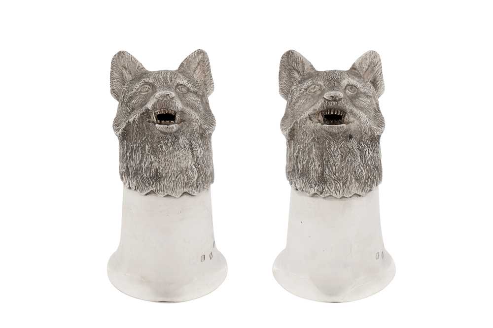 Lot 65 - A pair of late 20th century Irish sterling silver stirrup cups, Dublin 1972 by Royal Irish