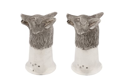 Lot 65 - A pair of late 20th century Irish sterling silver stirrup cups, Dublin 1972 by Royal Irish