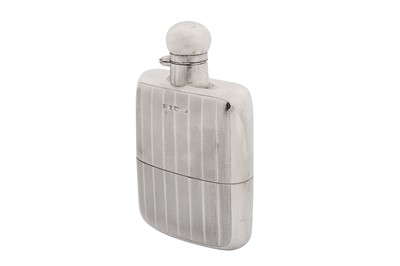 Lot 70 - A George V sterling silver spirit or hip flask, Sheffield 1922 by James Dixon and Sons Ltd