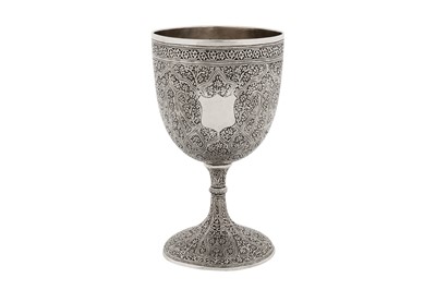 Lot 107 - A late 19th / early 20th century Anglo – Indian unmarked silver goblet, Kashmir circa 1900