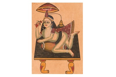 Lot 94 - A KALIGHAT STYLE PAINTING
