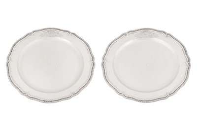 Lot 572 - Lamb service - A large pair of George II sterling silver second course dishes, London circa 1750 by George Wickes (this mark reg. 6th July 1739)