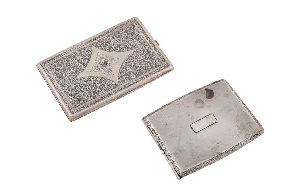 Lot 258 - A mid-20th century unmarked silver cigarette case, Isfahan circa 1950