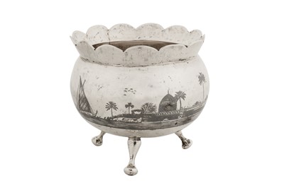 Lot 197 - An early 20th century Iraqi silver and niello sugar bowl, Omara circa 1930 signed Abed