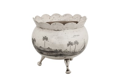 Lot 197 - An early 20th century Iraqi silver and niello sugar bowl, Omara circa 1930 signed Abed